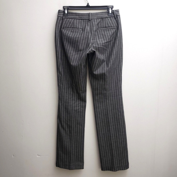 Express Editor Barely Boot Low Rise Dress Pants 2 Gray White Stripes Stretch - Picture 2 of 9